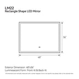 48"x36" Modern LED Smart Mirror Bathroom Mirror, Front Lit & Back Lit With 3 Color Adjustable, T3177P284026