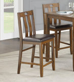ZUN Brown Finish 5pc Counter Height Set Dining Table and 4 Chairs Upholstered Seat Wooden Kitchen Dining B011P170894