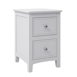 ZUN 2 Drawers Solid Wood Nightstand End Table in White WF283148AAK