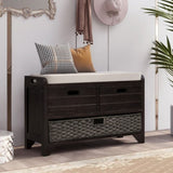 ZUN Storage Bench with Removable Basket and 2 Drawers, Fully Assembled Shoe Bench with Removable Cushion 25500376