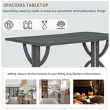 ZUN 6-Piece Retro Rectangular Dining Table Set, Table with Unique Legs and 4 Upholstered Chairs & 1 47136174