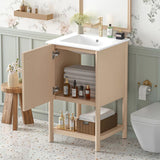 20-inch Bathroom Vanity with Ceramic Sink, Freestanding Single Vanity Set with Soft Closing Door, 91614210
