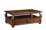 ZUN Walnut 4-Drawer Coffee Table with 1 Shelf B062P209056