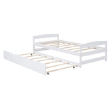 Twin Size Platform Bed with Twin Size Trundle, White WF313279AAK
