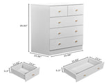 25.98"*15.75"*35.83" 4-Tier 5-Drawer Cabinet Drawer Dresser with Gold Handles White 41654231