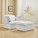Convertible Compressed Sofa Chair with Ottoman, Modern Corduroy Fabric Armchair for Small Spaces, W1036P251805