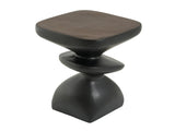 Black Abstract Tiered MGO Side Table, Sculptural Irregular Accent End Table, Pre-Assembled Non-KD, N770P473002B