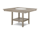 1pc Contemporary Transitional Counter Height Dining Table w 20-Inch Faux Marble Lazy Susan All Tan / B011P240451