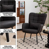 Leather Armchair, Modern Accent Chair High Back, Living Room Chairs with Metal Legs and Soft Padded, W2105P171823