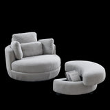 39"W Oversized Swivel Chair with moon storage ottoman for Living Room, Modern Accent Round Loveseat W83489913
