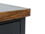 14 inch Chairside Table, No Assembly Required, Black and Whiskey Finish B108P160150