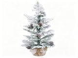 3ft Mini Potted Christmas Tree, Snow-Flocked Cypress Style with 7 Pine Cones, 25 Branch Tips, Cement 53368362