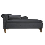 Navy Blue Chaise Lounge Indoor,Velvet Lounge Chair for Bedroom with Storage & Pillow,Modern W1170105033