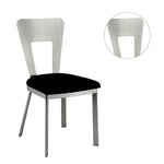 ZUN Contemporary Silver Metal 2pc Dining Chairs Black Microfiber Seat Dining Room Keyhole Back Satin B011P232976