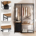 ZUN Portable Wardrobe Clothes Rack, Freestanding Clothing Rack with Bottom Mesh Storage Rack, 11895676