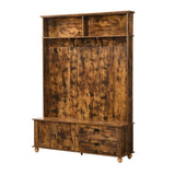 ZUN ON-TREND Modern Style Hall Tree with Storage Cabinet and 2 Large Drawers, Widen Mudroom Bench with 5 WF306450AAP