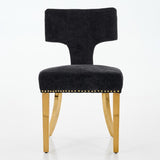 Mid Century Modern Dining Chairs Set of 2, Farmhouse Chenille Fabric Upholstered Accent Chair Curved W1143P314903