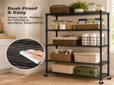 5 Tier Heavy Duty Adjustable Metal Shelf with Wheels, No-Tool Assembly, Suitable for Garages, 27588500