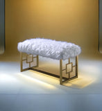 Bagley II White Faux Fur & Gold Finish Bench B2726P278575