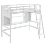 ZUN Loft bed with shelf with desk inclined ladder white twin wooden bed pine particle board N101 USA 82266150