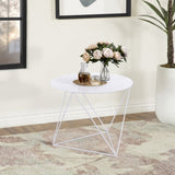 White Geometric Metal Base Accent Table B062P186454