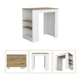 Highlands Kitchen Island with Storage Base in White and Macadamia B062111735