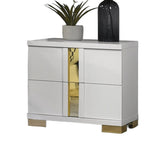Attractive Beautiful Nightstand Bedroom Furniture White And Gold Finish Bracketed Metal Legs 1pc B011P326223