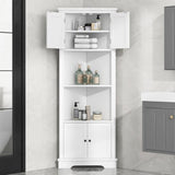 ZUN Tall Bathroom Storage Cabinet, Corner Cabinet with Doors and Adjustable Shelf, MDF Board, White WF318524AAK