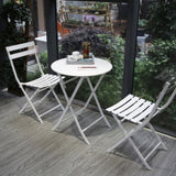 3 Piece Patio Bistro Set of Foldable Round Table and Chairs, White W1586P143153