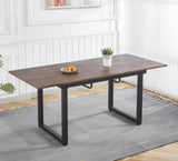 walnut color,Square Extendable Dining Table with metal leg,Modern Space Saving Kitchen Table for W234P282511