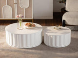 White Round Storage Table Set with Lift-Off Lid, Nesting Design, Elegant Curved-Edge Shape for Cozy W3081P389057