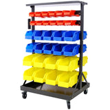 6-Tier Dual-Sided Rolling Bin Rack , 350 Pound Capacity, Includes 60 Organizer Bins, with Tray and W465P202988
