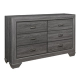 ZUN Wooden Bedroom Furniture Gray Finish 1pc Dresser of 6x Drawers Contemporary Design Rustic Aesthetic B011118703