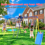 ZUN 500 lbs 7 in 1 Set for Kids Backyard Outdoor A-Frame Heavy-Duty Metal Sets with Slide, 2 90938551