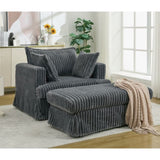 47.7'' Oversized Corduroy Chaise Longue with Ottoman, Deep Seat Reclining Chair Sofa, W1628P206064