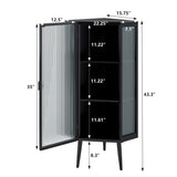 ZUN 22.25'' Floor Coner Cabinet,Three Tiers with Tempered Glass Doors and Storage Shelves for Bathroom, W757P180792