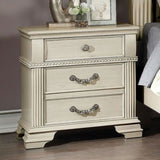 Antique white Nightstand Bedroom 1pc Nightstand Solid wood Satin Knickel Knobs and Pulls HS11FOA7144WH-N-ID-AHD