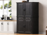 71" Tall Kitchen Pantry Cabinet with 3 Pull Out Cabinet Organizers, Farmhouse Embossed Texture 50024096