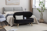 036-Boucle Fabric Storage Bench Bedroom Bench With Wood Legs For Living Room Bedroom Indoor,Black 03556794