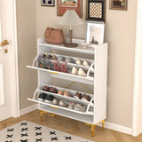 ZUN Shoe Cabinet with 2 Flip Drawers& Open Shelves,Modern Entryway Shoe Storage Cabinet, SlimNarrow W679P154752