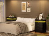 Nightstand with Charging Station and LED Lights,Night Stand with Sliding Top for Bedroom,Bedside W1162P320229
