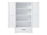 Tall Bathroom Storage Cabinet, Cabinet with Two Doors and One Drawer, Adjustable Shelf, MDF Board, 54458299
