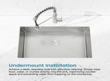 Kitchen Sink, 33x19 Drop In Single Bowl, Undermount Handmade Sink in Brushed Nickel, with US 31436810