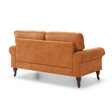 66-Inch Modern Linen Loveseat Sofa with Wooden Legs & Crystal button and Copper Nail, Tufted W1117P268787