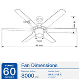 ZUN Modern 60" Integrated LED Light Ceiling Fan with Remote Control W136796055