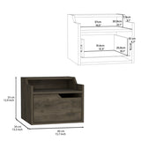 Winchester Floating Nightstand, Modern Dual-Tier Design with Spacious Single Drawer Storage, Dark B097P199740