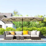 Outdoor Umbrella-Blue White 21885858