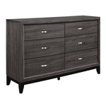 ZUN Contemporary Design 1pc 6-Drawers Dresser Gray Finish Polished Hardware Wooden Bedroom Furniture B011P144751