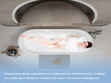 67" Linear Acrylic Freestanding Bathtub,Stand Alone Soaker Tub, Glossy White Acrylic, Toe-tap Chrome W1675P423113