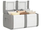 53 Gallon Large Outdoor PP Deck Box Waterproof Storage Box with Lockable Lid & Side Handles-Gray 20974750